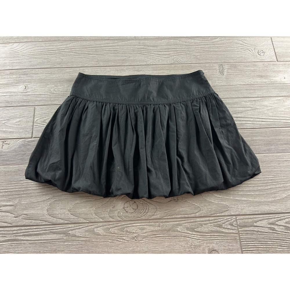 Sunday Best Bubbly Poplin Mini Skirt Low Rise Cotton Black Womens size 8